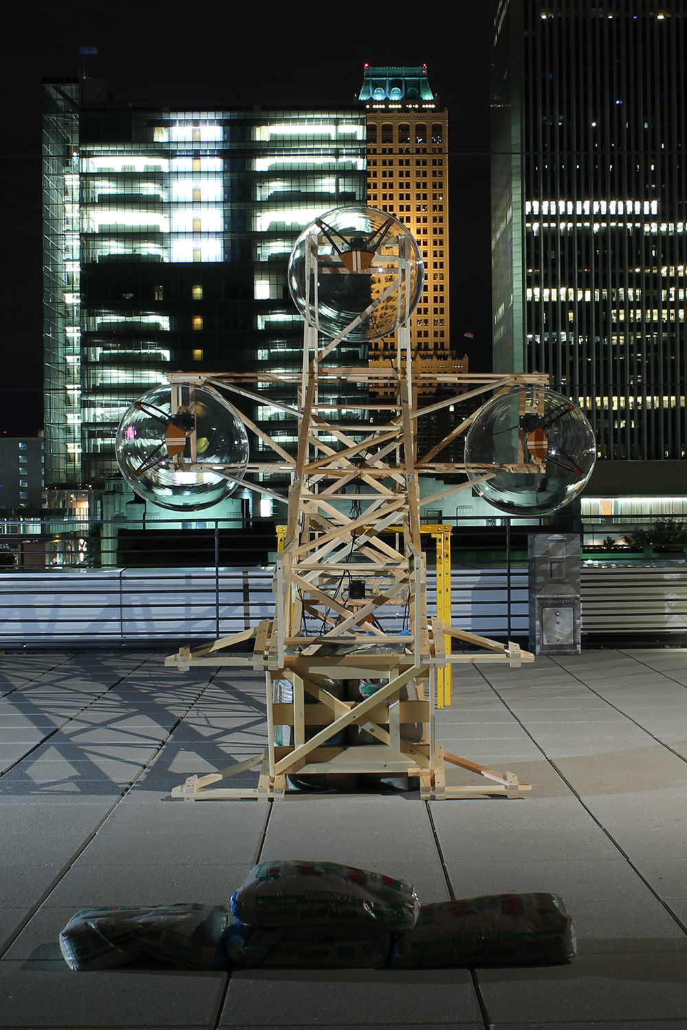 The Tower waiting to be raised on the 4th Floor Rooftop Deck at the Hardesty Arts Center
